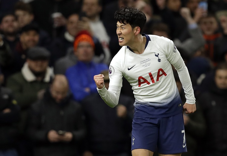 Son Heung-Min celebrates Tottenham Hotspur's first goal against Crystal Palace in their recent Premier League game