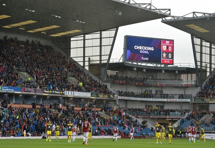 The big screen has flashed and confirmed Burnley's goal against Southampton during their Premier League opening game