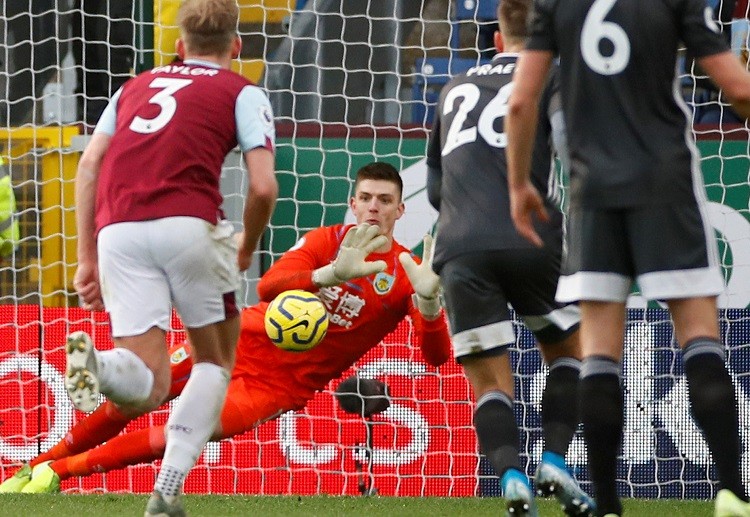 Nick Pope saving a penalty vs Leicester City in the Premier League