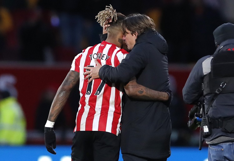 Brentford's Ivan Toney eyes a Premier League win against Leeds United