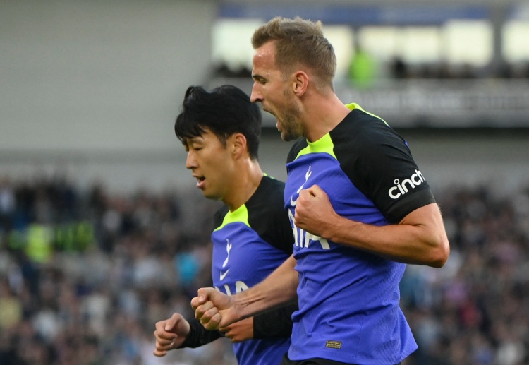 Harry Kane scores for Tottenham against Brighton in the Premier League