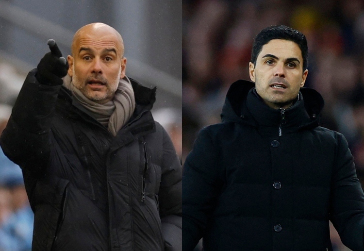 Mikel Arteta of Arsenal is determined to keep the top spot while Pep Guardiola competes in the Premier League title race