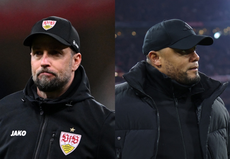 Sebastian Hoeness and Vincent Kompany prepare their teams as VfB Stuttgart face Bayern Munich in the DFL Super Cup