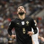 世界杯预选赛 布鲁诺·费尔南德斯在第72分钟攻入个人第三球，帮助葡萄牙将比分拉大至7比1。